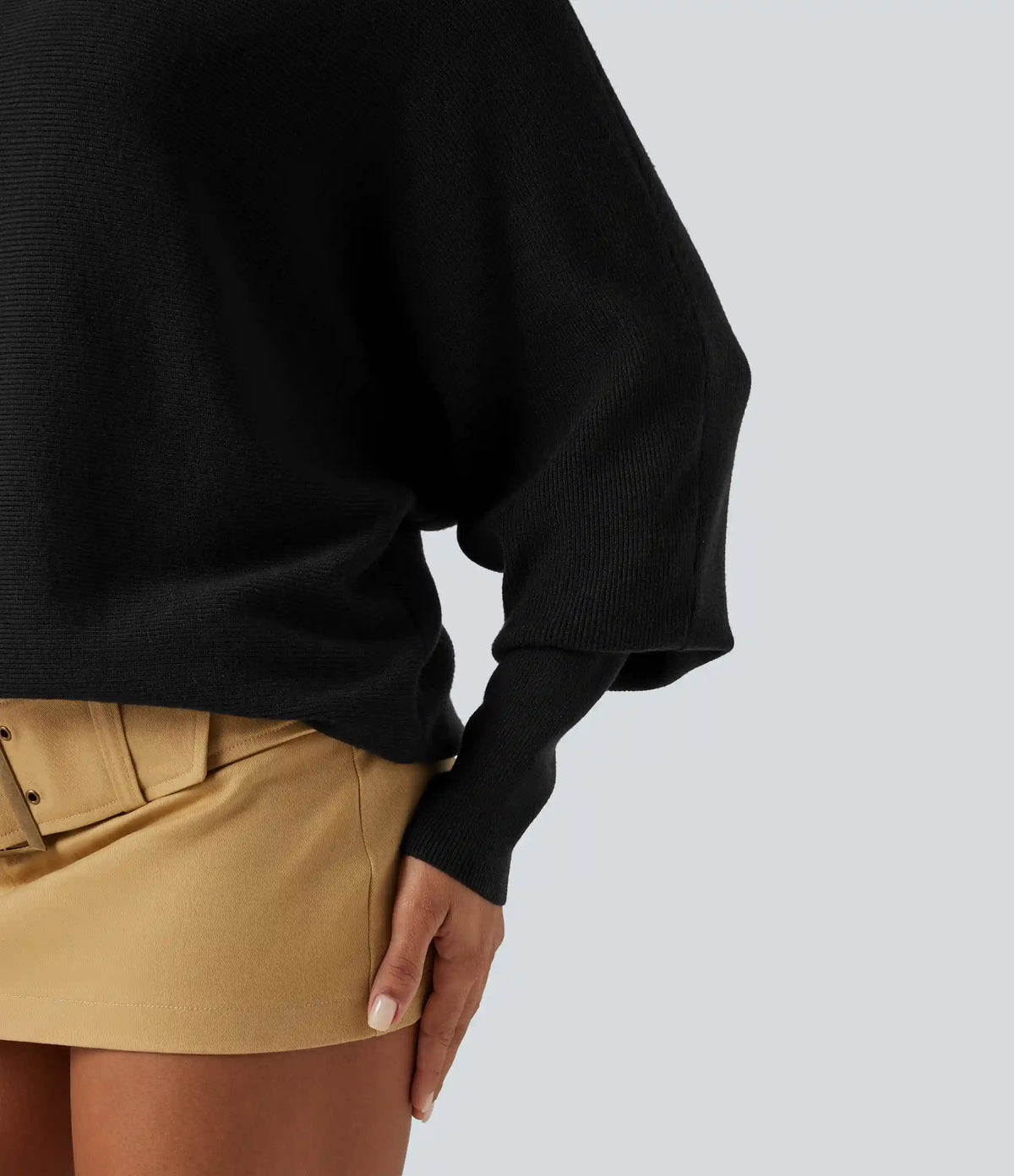 Mock Neck Batwing Long Sleeve Work Sweater