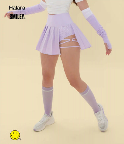 Halara X Smiley® Breezeful™ High Waisted Pleated 2-in-1 Asymmetric Hem Quick Dry Mini Dance Skirt with Pockets