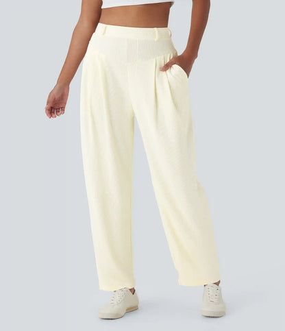 Halara Flex™ Ribbed High Waisted Pocket Barrel Leg Work Pants