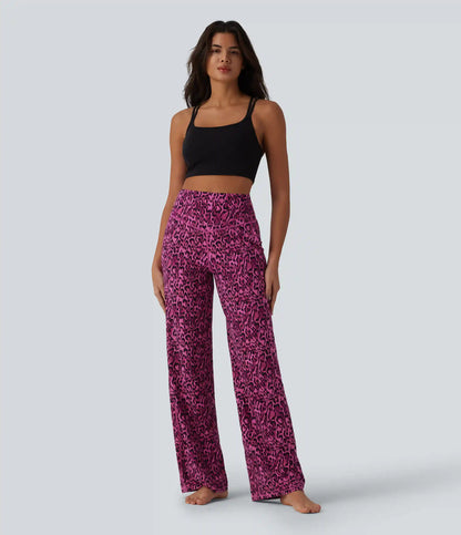 Halara UltraSculpt™ Leopard Print High Waisted Tummy Control Straight Leg Yoga Pants with Pockets