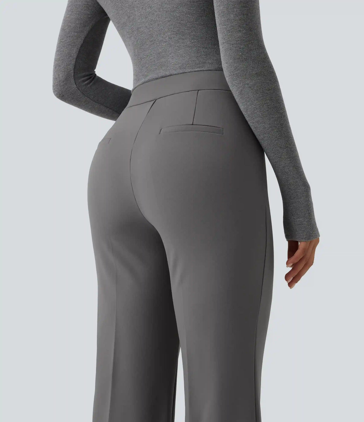 Mid Rise Flare Fleece Work Pants with Pockets