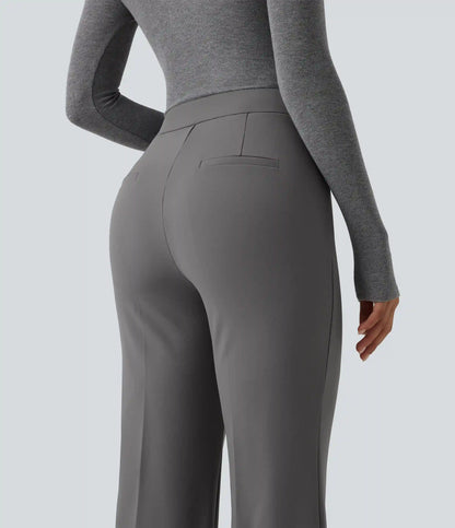 Mid Rise Flare Fleece Work Pants with Pockets