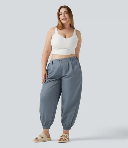 Plus Size Mid Rise Casual Joggers with Pockets