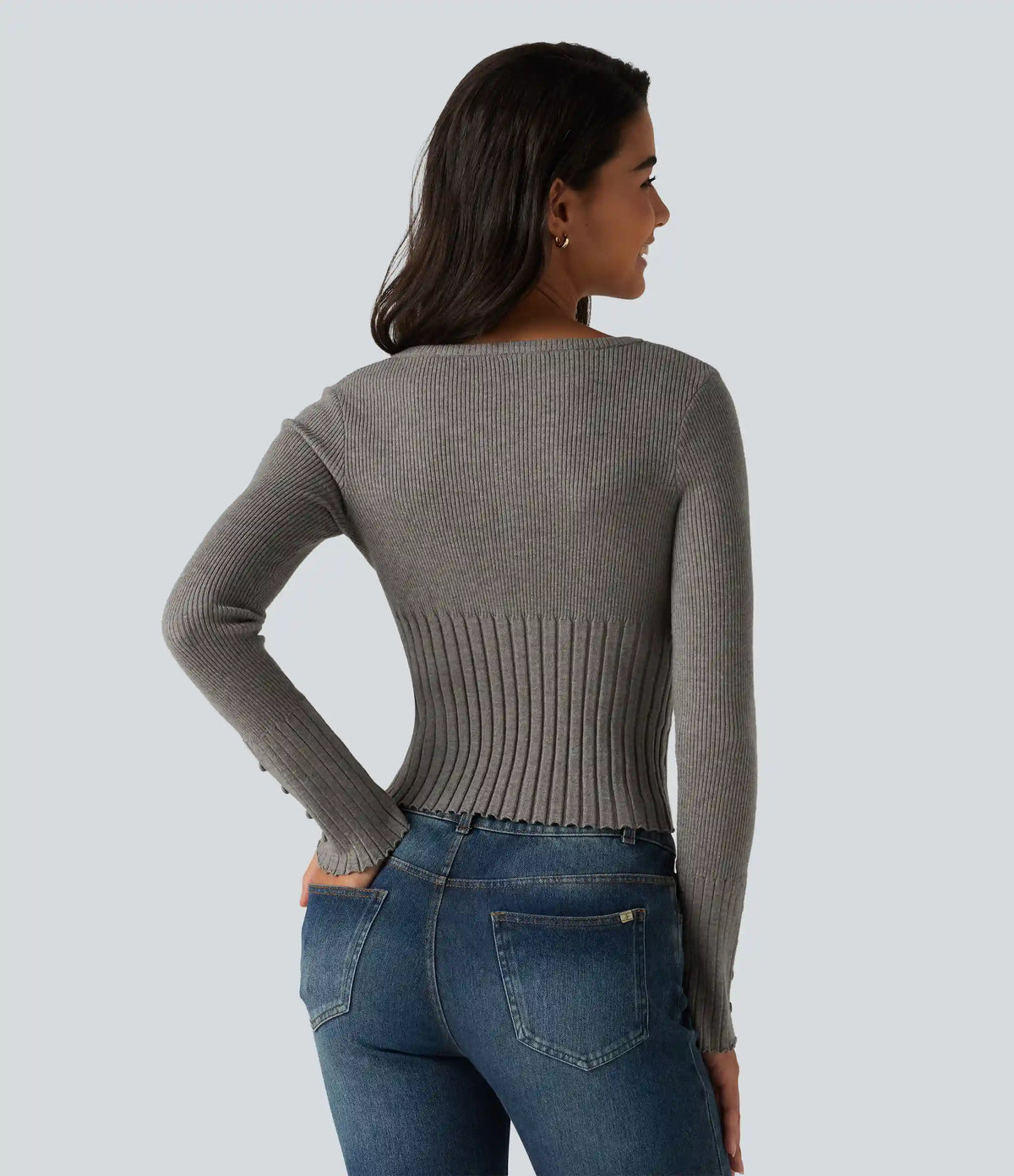 V Neck Long Sleeve Casual Sweater