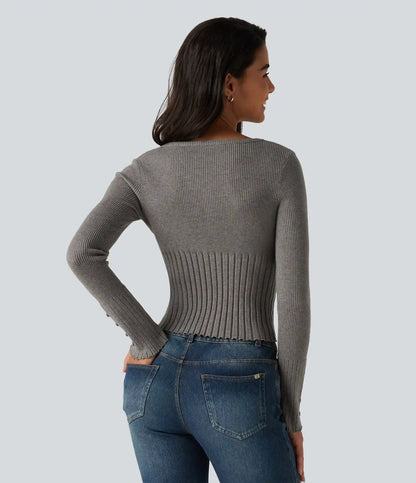 V Neck Long Sleeve Casual Sweater