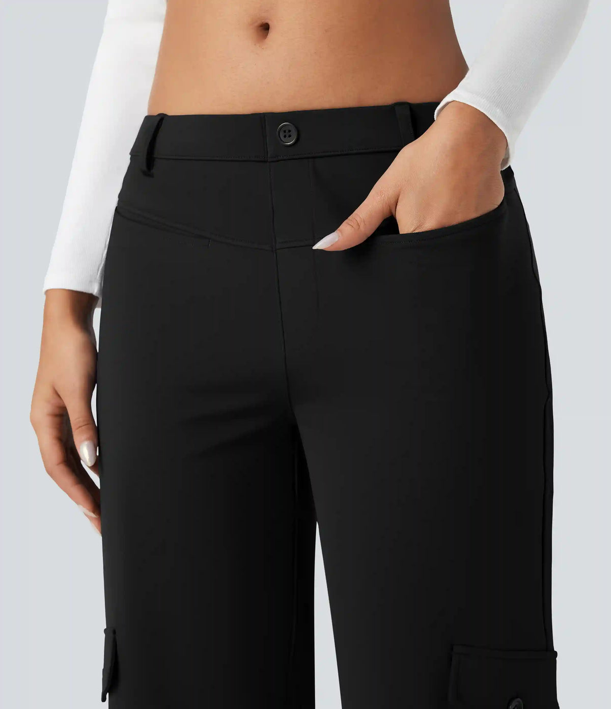 SoftlyZero™ Plush Thermal Mid Rise Work Straight-leg Pants with Pockets