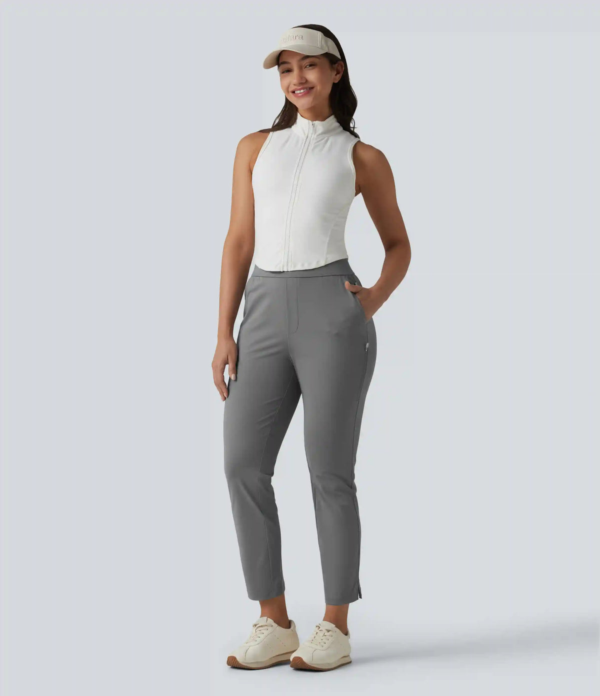 High Waisted Tapered Golf Pants with Pockets