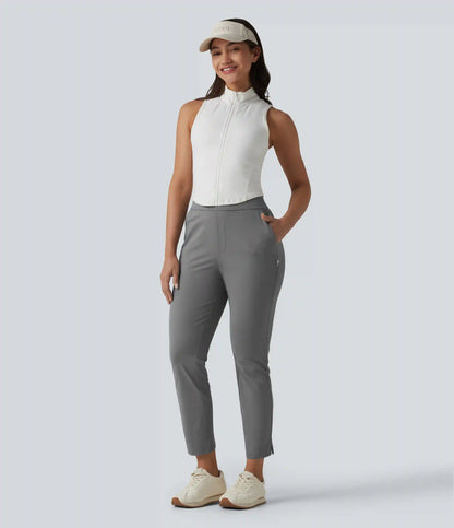 High Waisted Tapered Golf Pants with Pockets