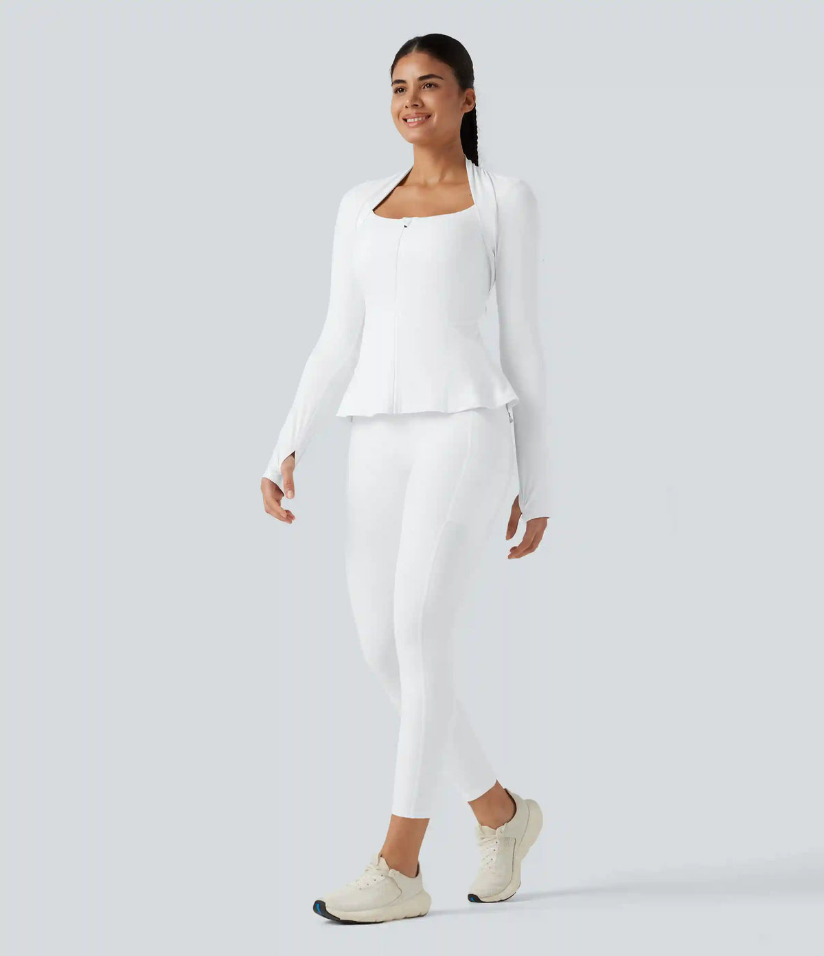 Halara UltraSculpt™ Push-Up Long Sleeve Thumb Hole Zipper Ruffle Hem Yoga Curvy Jacket