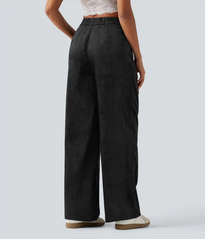 High Waisted Wide Leg Work Pants with Pockets