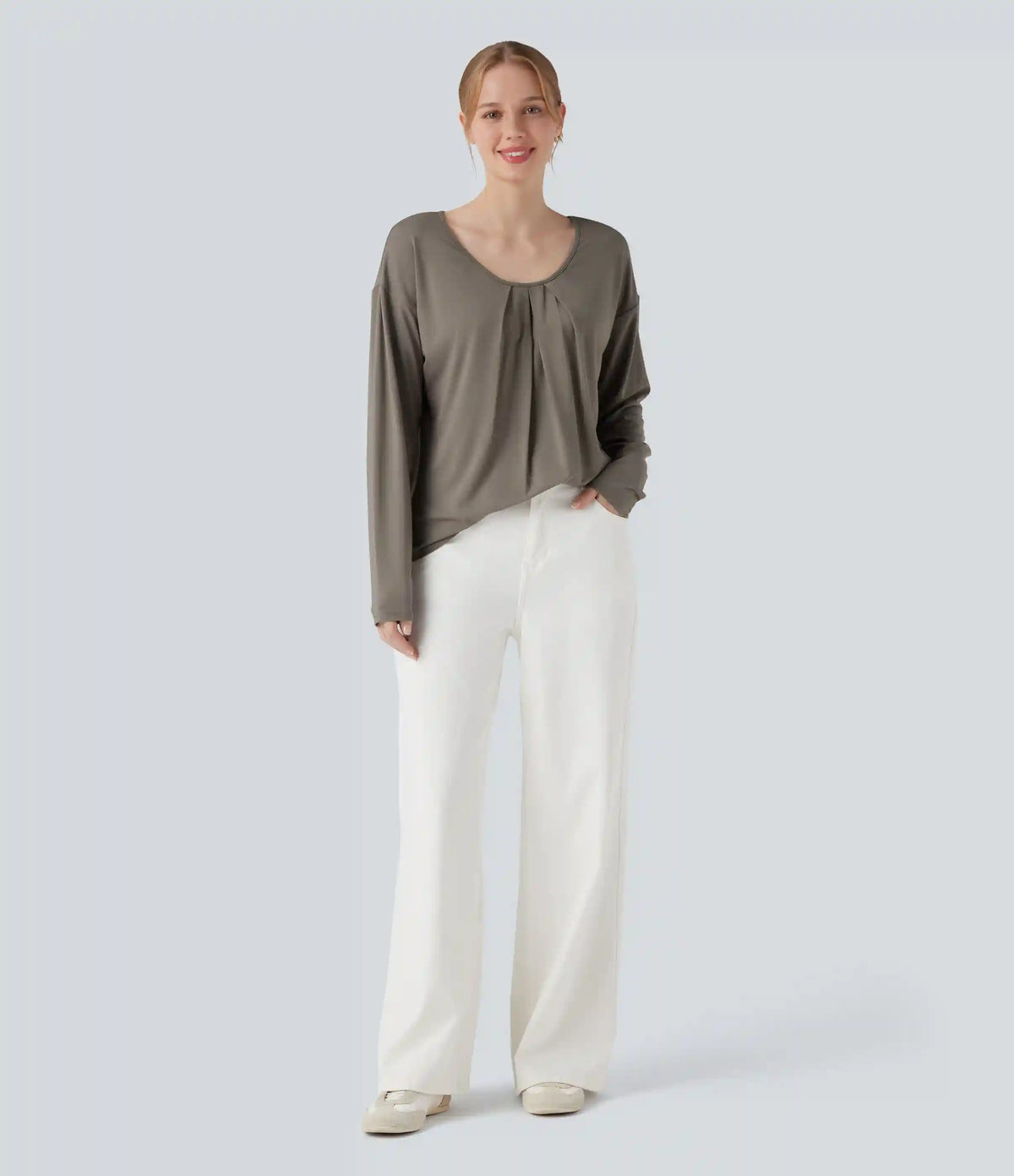 Round Neck Raglan Long Sleeve Casual Top