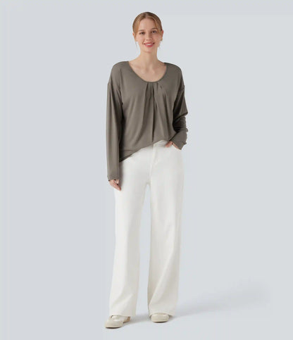 Round Neck Raglan Long Sleeve Casual Top