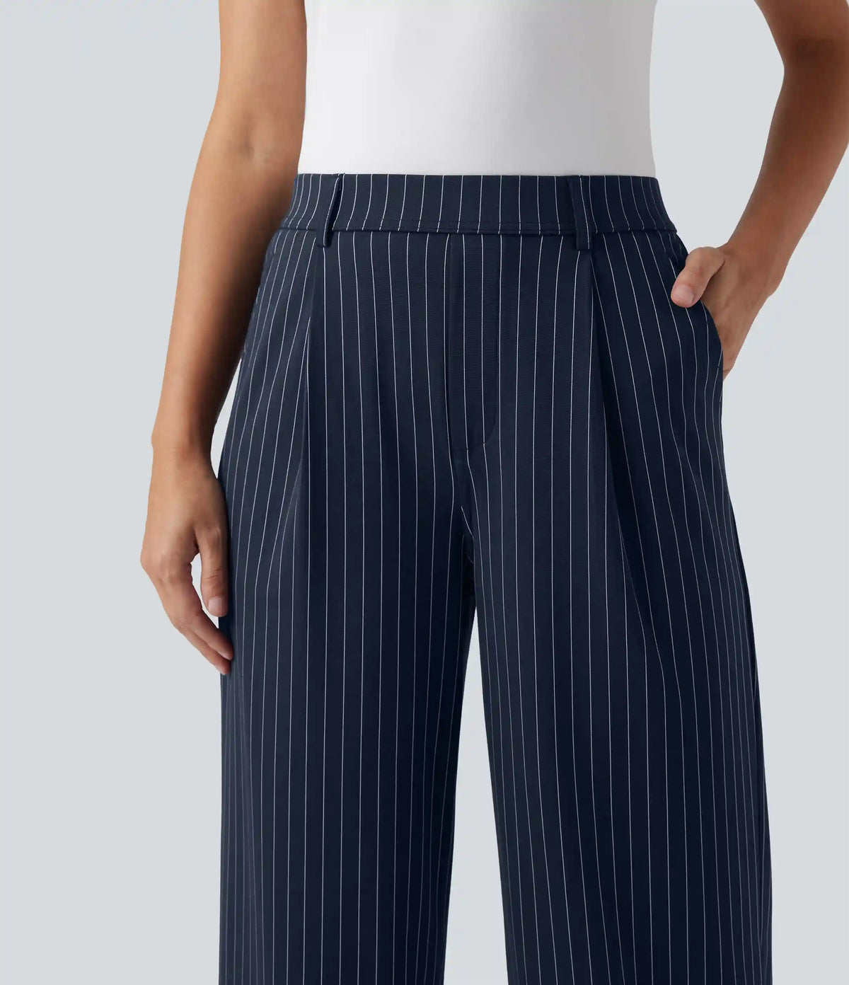 Halara Flex™ High Waisted Straight Leg InstantCool Stripe Work Pants with Pockets