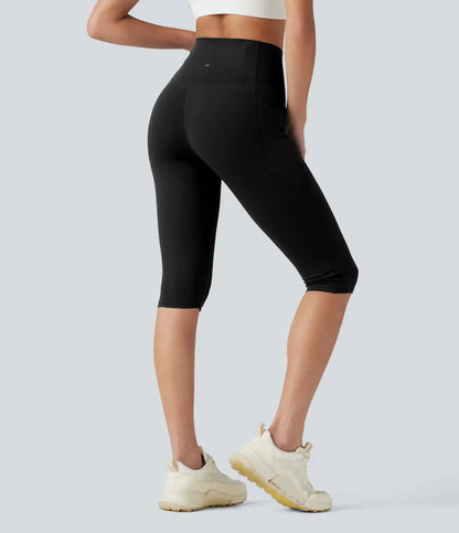 Halara UltraSculpt™ High Waisted Anti-Roll Tummy Control Shaping Workout Pedal Pushers Leggings with Pockets