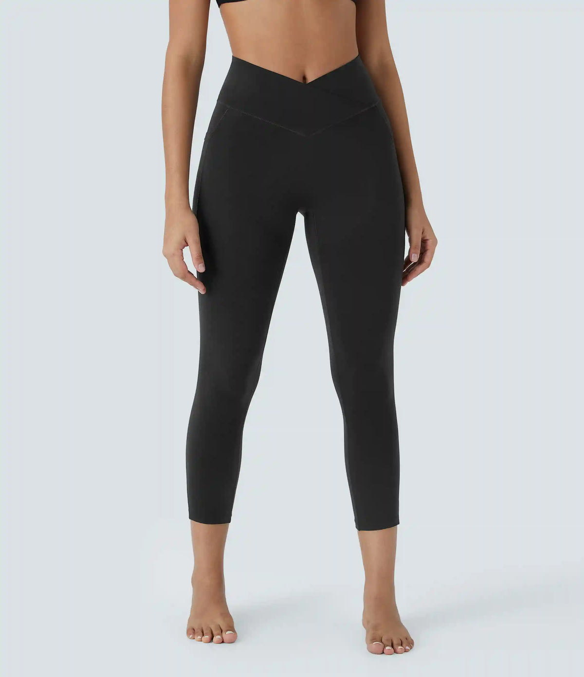 SoftlyZero™ High Waisted Crossover Pocket Capri Yoga Leggings