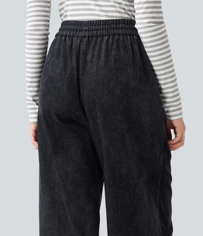 High Waisted Drawstring Baggy Casual Pants with Pockets