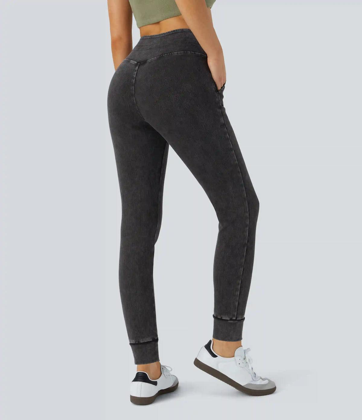 Halara Flex™ High Waisted Drawstring Pocket Washed Casual Jeans