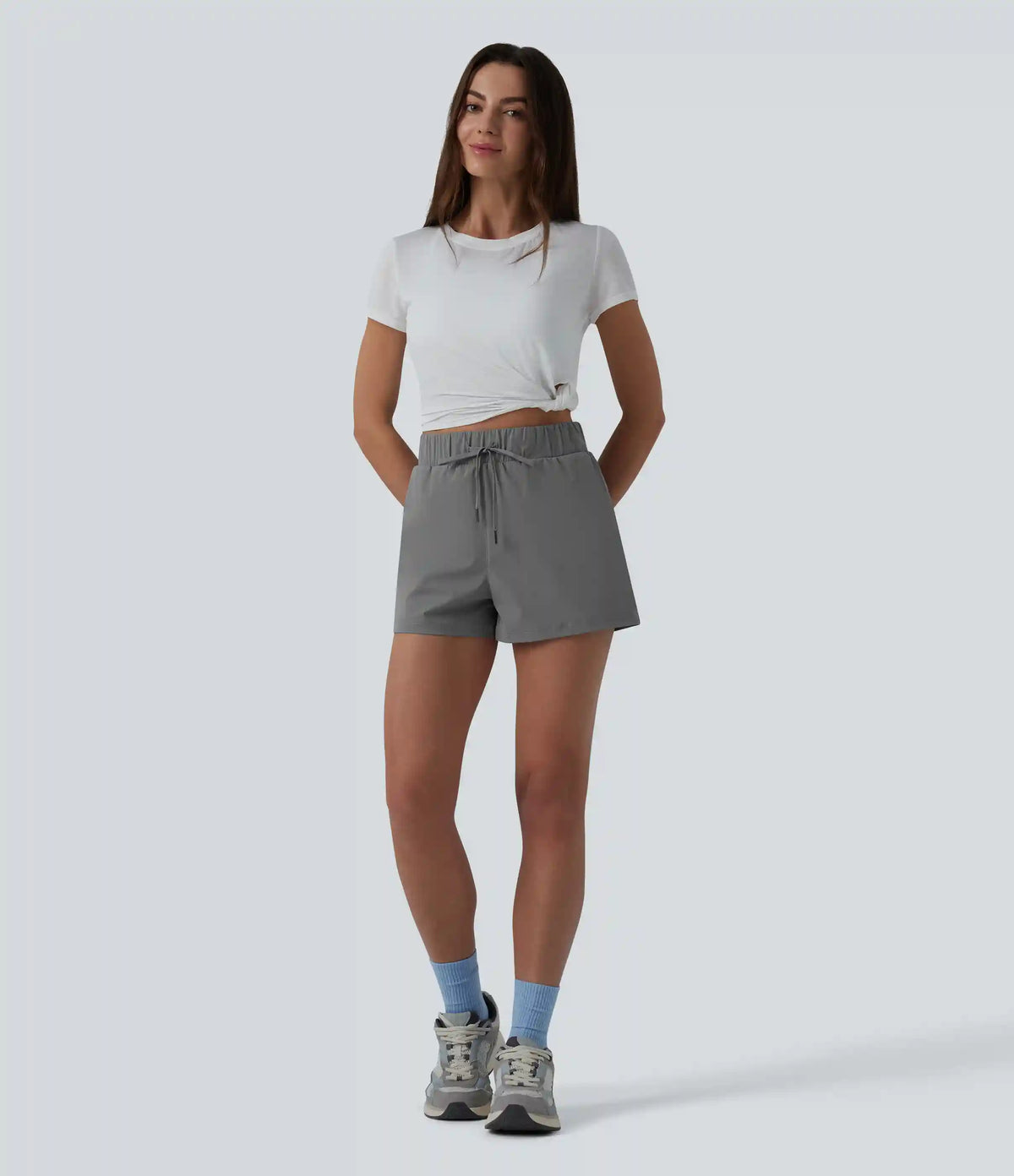 High Waisted Drawstring Quick Dry InstantCool Running Shorts 2.5'' with Pockets-UPF40+