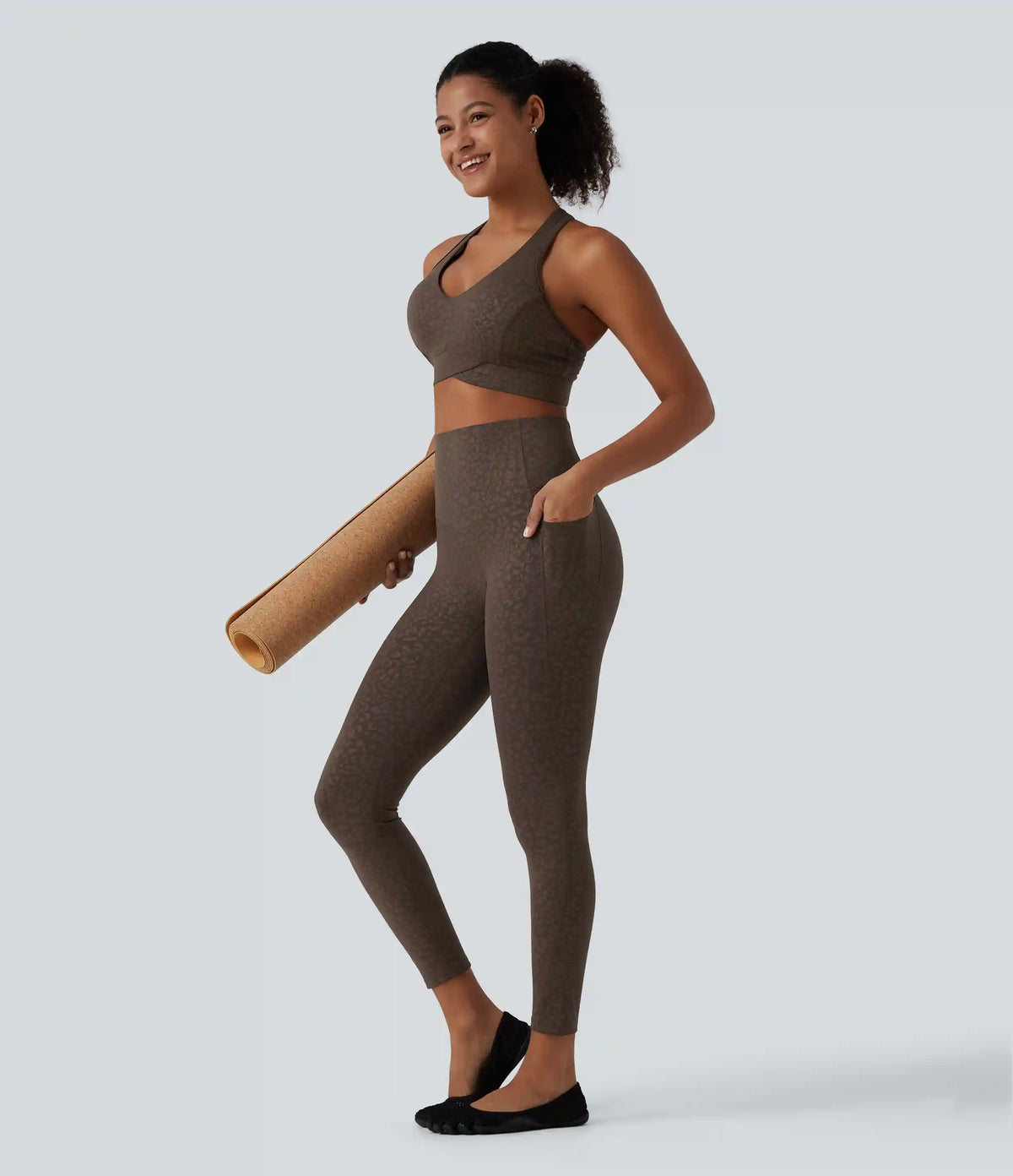 Halara UltraSculpt™ Leopard Print High Waisted Tummy Control Yoga Leggings with Pockets