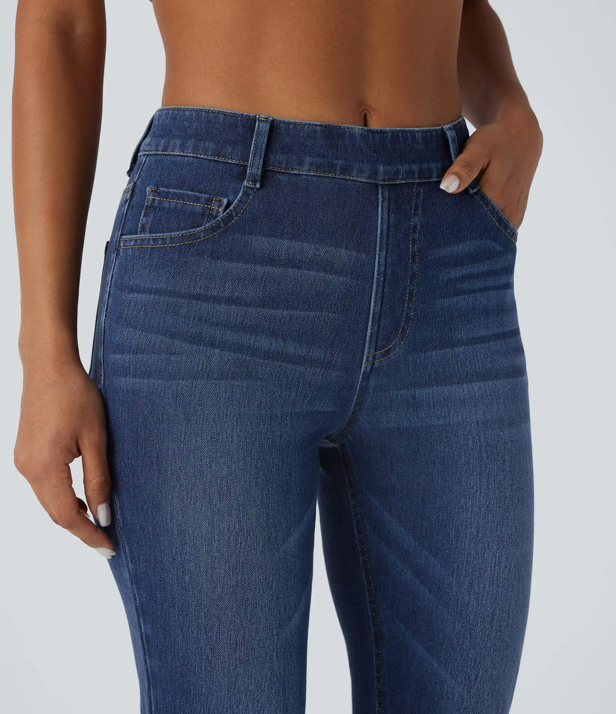 Halara Flex™ High Waisted Pockets Washed Casual Bootcut Jeans
