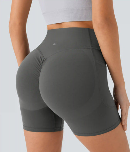 Halara UltraSculpt™ High Waisted Scrunch Butt Lifting Tummy Control Pocket Shaping Workout Biker Shorts 5''
