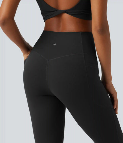 Halara UltraSculpt™ High Waisted Lace Up Flare Yoga Leggings with Pockets