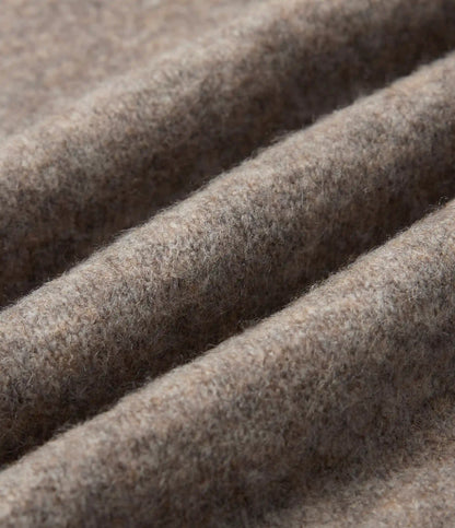 Round Neck Dropped Long Sleeve Work Wool-Blend Sweater