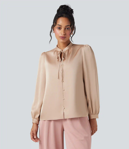 Tie Front Long Sleeve Work Shirt