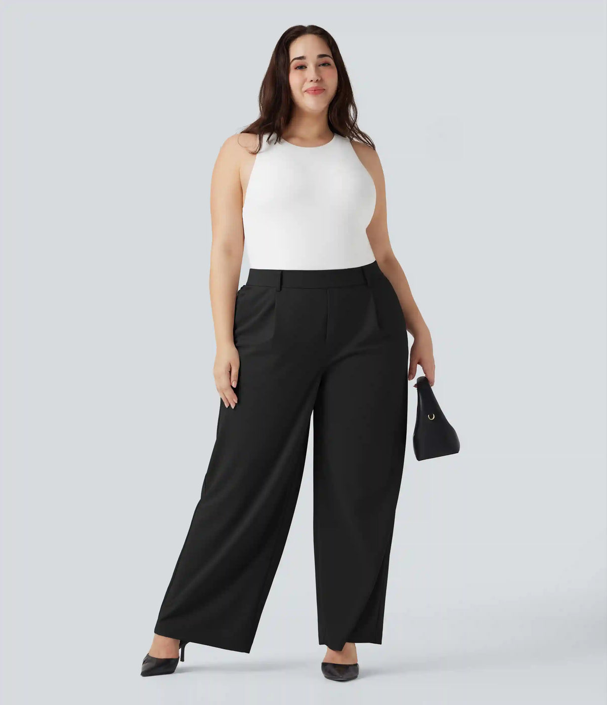 Halara Flex™ High Waisted Straight Leg Crepe Work Plus Size Pants with Pockets