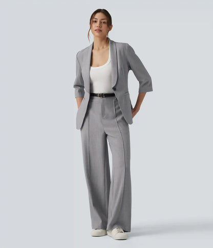 Shawl Collar 3/4 Sleeve Work Blazer with Pockets