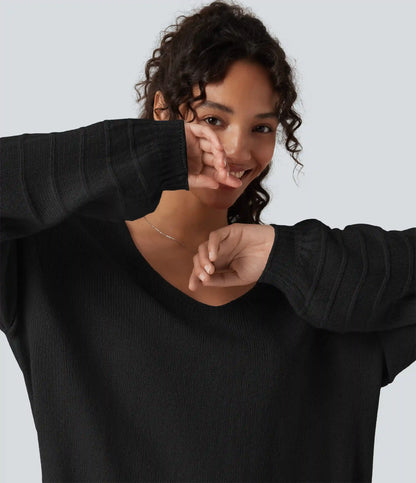 V Neck Long Sleeve Casual Sweater