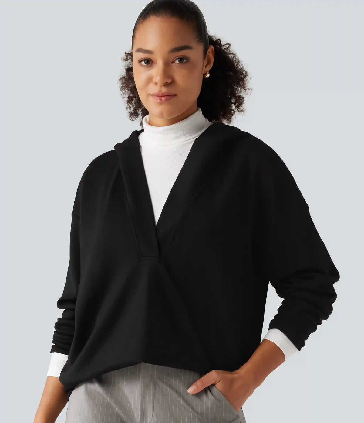 Hooded Dropped Shoulder Long Sleeve Work Sweatshirt