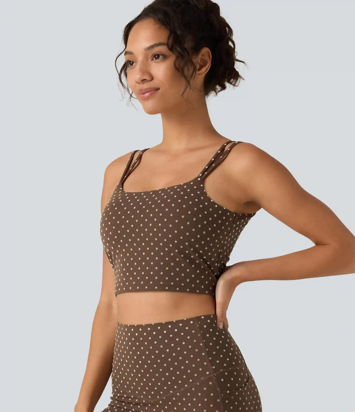 Halara UltraSculpt™ Light Support Backless Built-in Bra Flocked Polka Dot Yoga Sports Bra