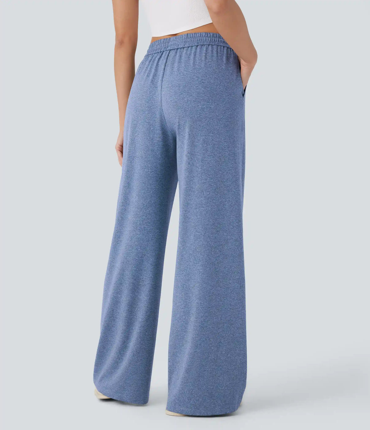 High Waisted Drawstring Pocket Wide Leg Baggy Casual Pants