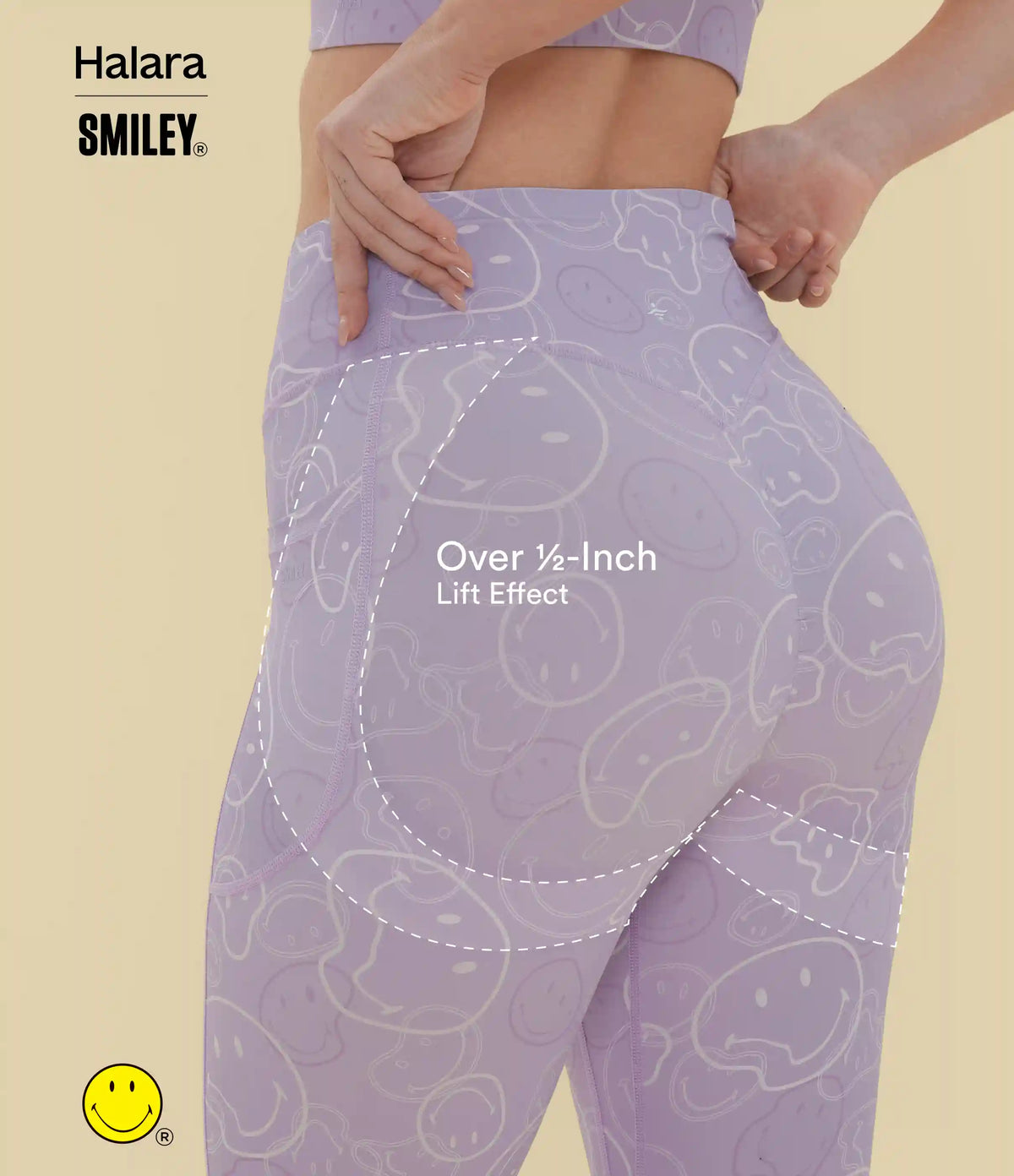 Halara X Smiley® Halara UltraSculpt™ High Waisted Scrunch Butt Lifting Tummy Control Bootcut Training Leggings with Pockets