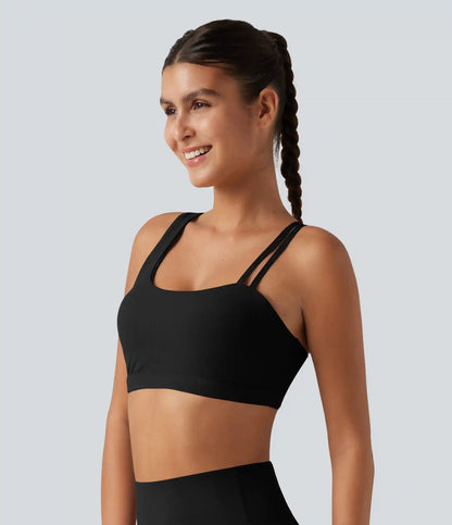 Halara UltraSculpt™ Ribbed Low Support Asymmetric Cut Out Built-in Bra Running Sports Bra
