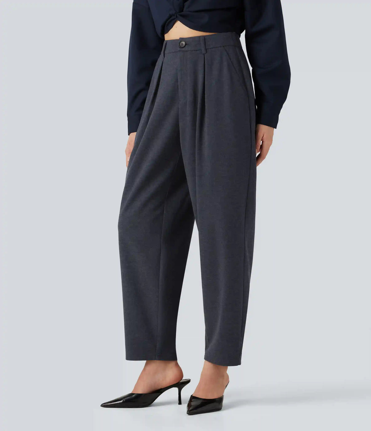 High Waisted Tapered Work Pants with Pockets
