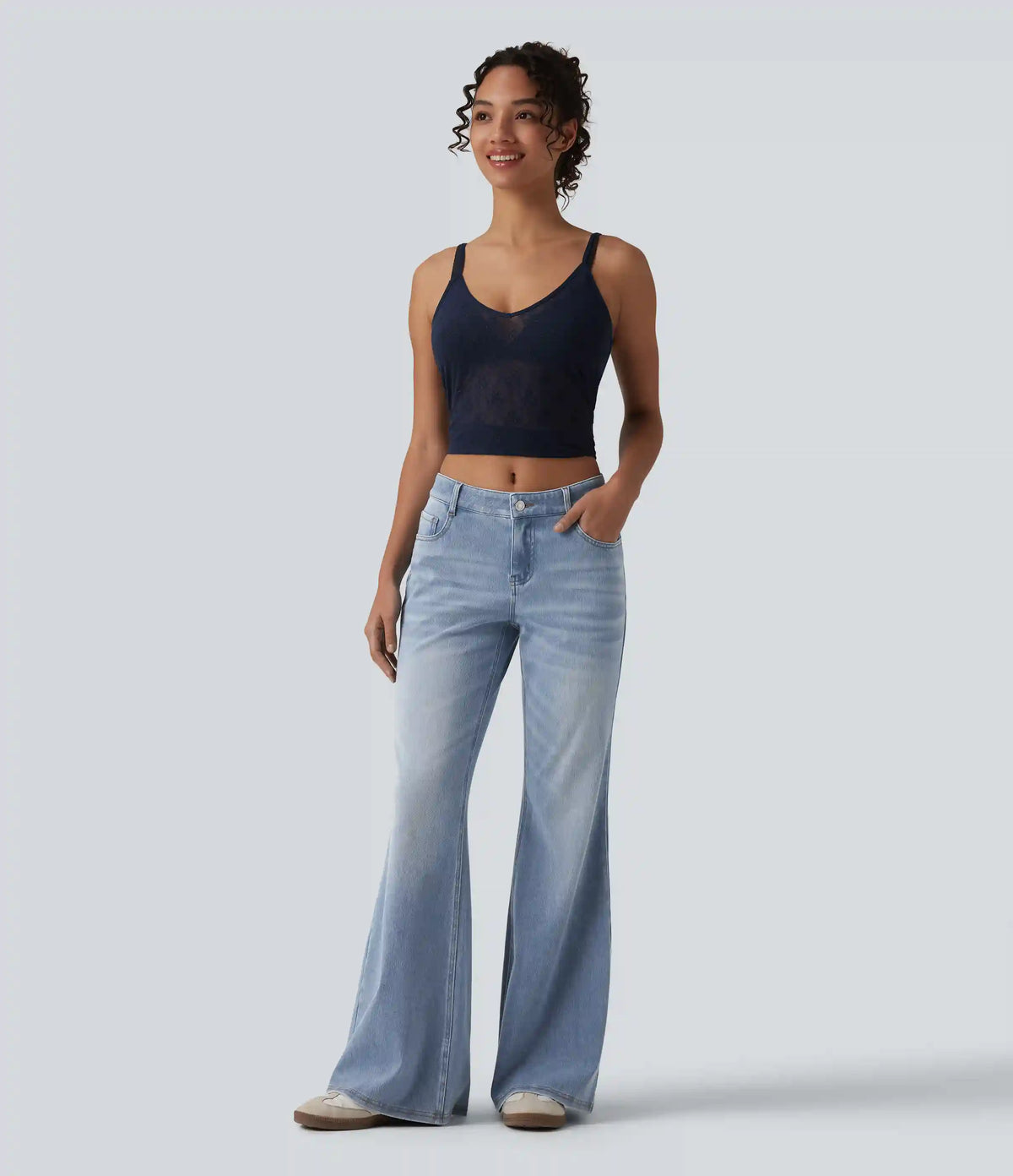 Halara Flex™ Low Rise Flare Washed Casual Jeans with Pockets