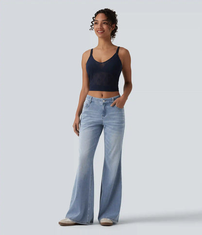 Halara Flex™ Low Rise Flare Washed Casual Jeans with Pockets