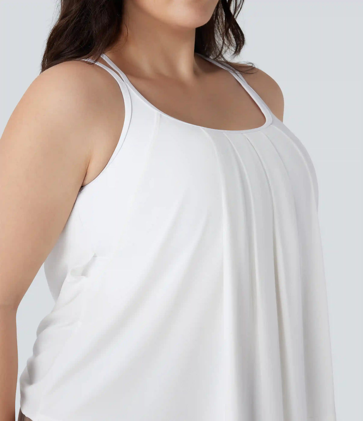 Plus Size Crisscross Backless Pleated Quick Dry Yoga Cami Top