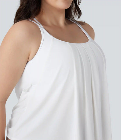Plus Size Crisscross Backless Pleated Quick Dry Yoga Cami Top