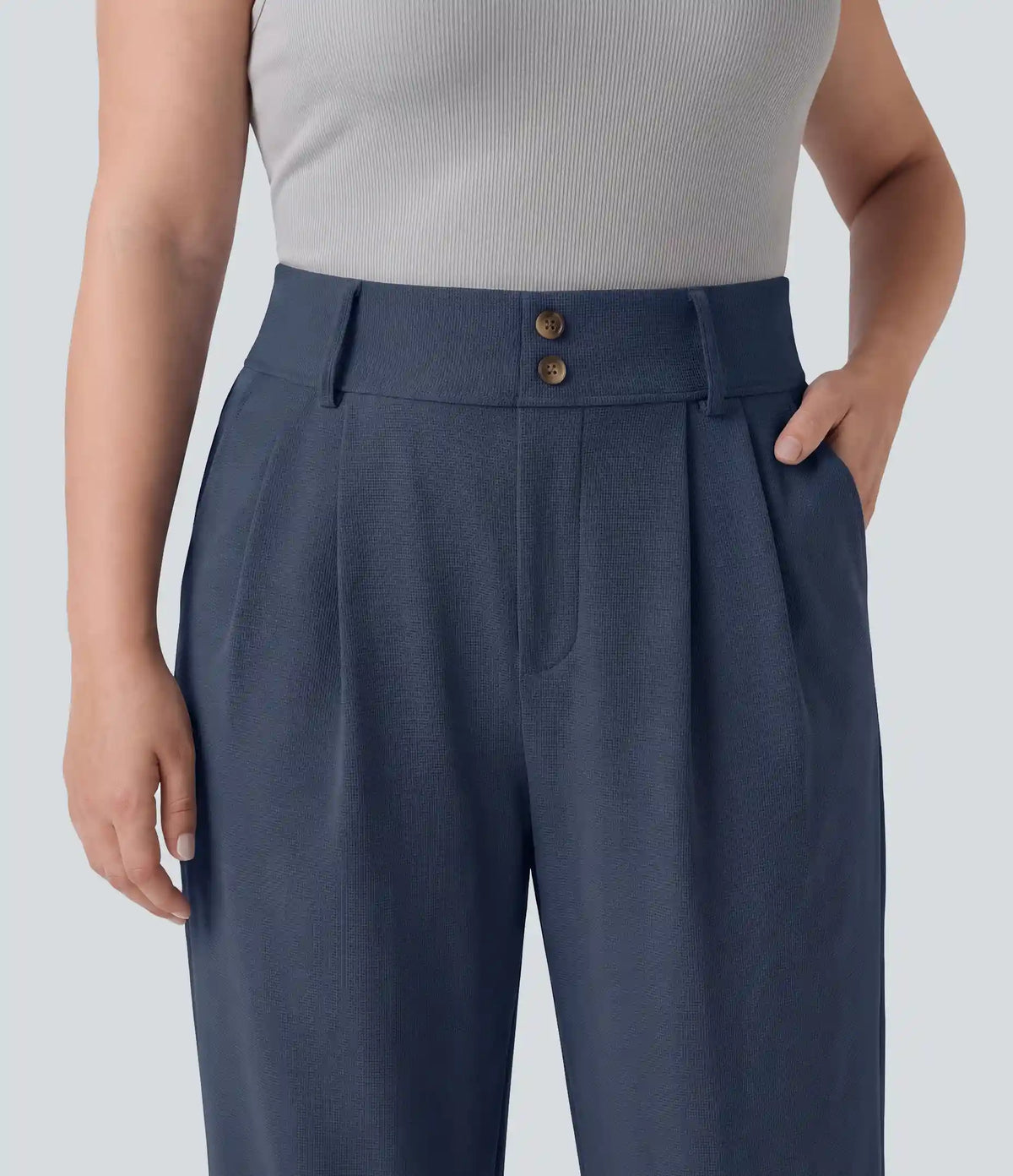 Plus Size Halara Flex™ High Waisted Tapered Waffle Work Pants with Pockets