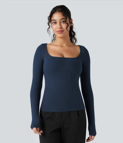 Halara HeatCore Scoop Neck Long Sleeve Work Warming T-Shirt