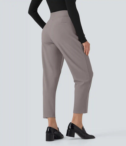Halara Flex™ Mid Rise Tummy Control Micro Waffle Work Tapered Pants with Pockets