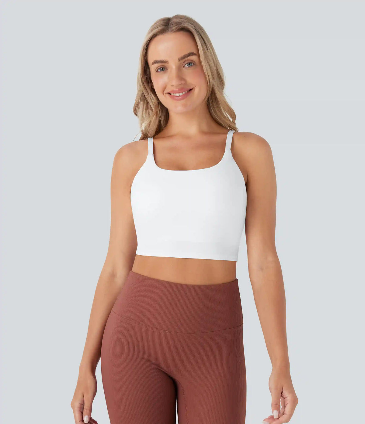SoftlyZero™ Plush Basic Padded Cropped Low Support Running Cami Top DD-F Cups