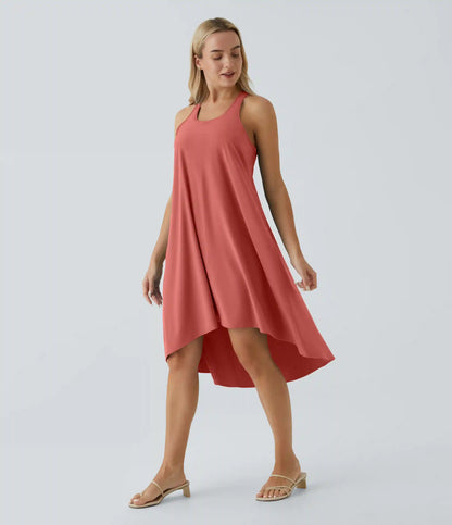 Breezeful™ RacerPocket High Low Flowy Midi Quick Dry Casual Dress