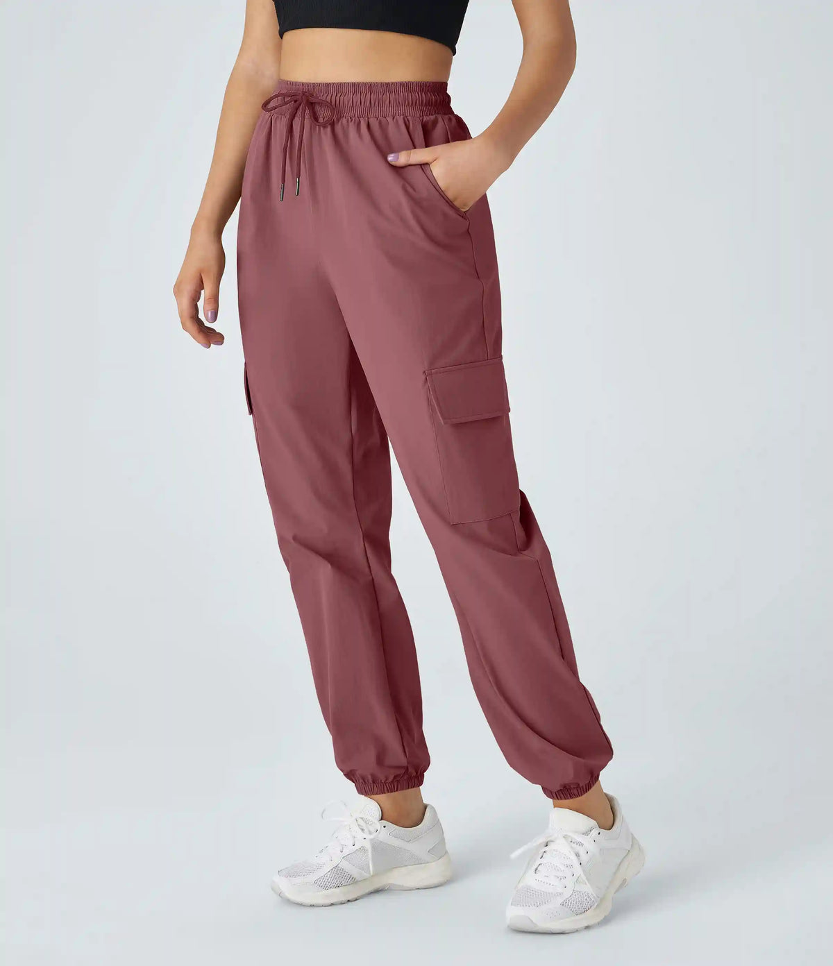 Mid Rise Drawstring Pocket Casual Cargo Joggers
