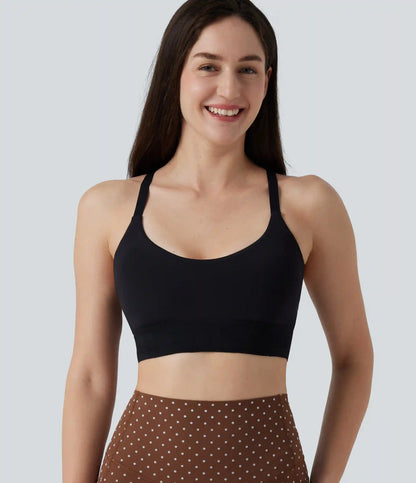 Halara UltraSculpt™ Light Support V-Neck Polka Dot Yoga Sports Bra with Molded Cups