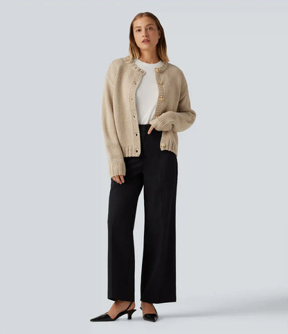 Round Neck Long Sleeve Casual Cardigan