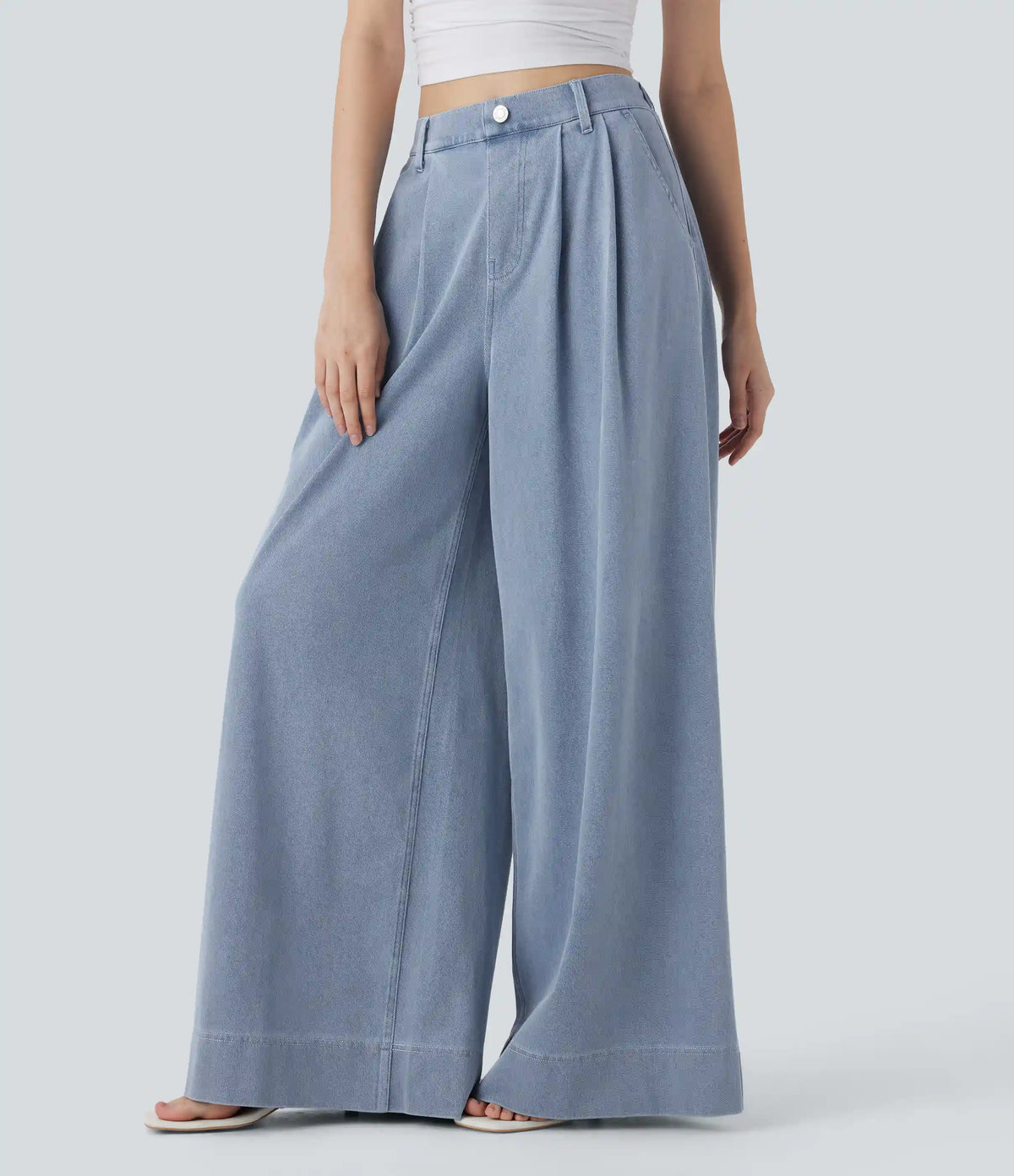 Halara Flex™ High Waisted Wide leg InstantCool Denim Casual Jeans with Pockets
